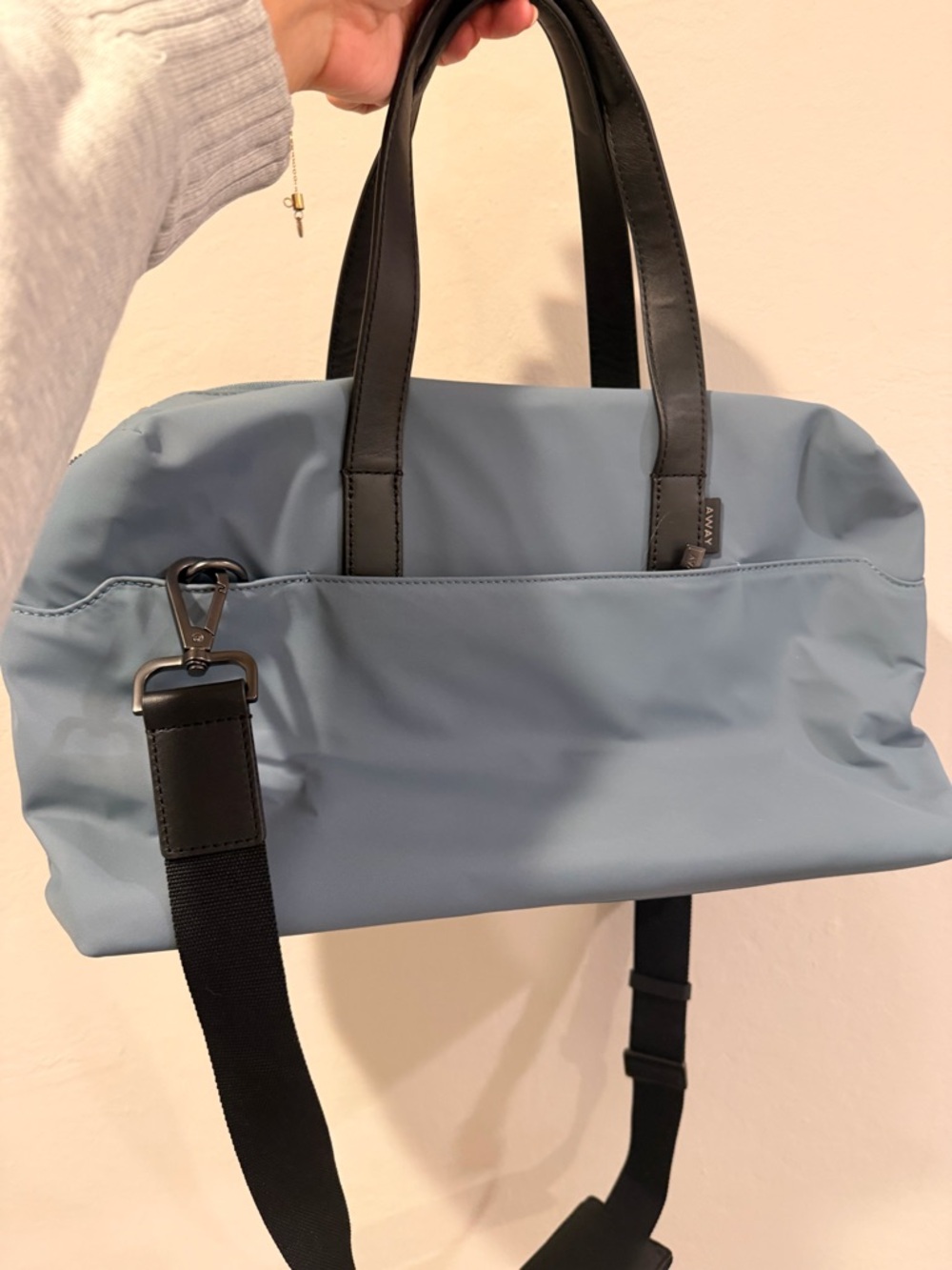 Away Light Blue and Black Travel Duffel Bag